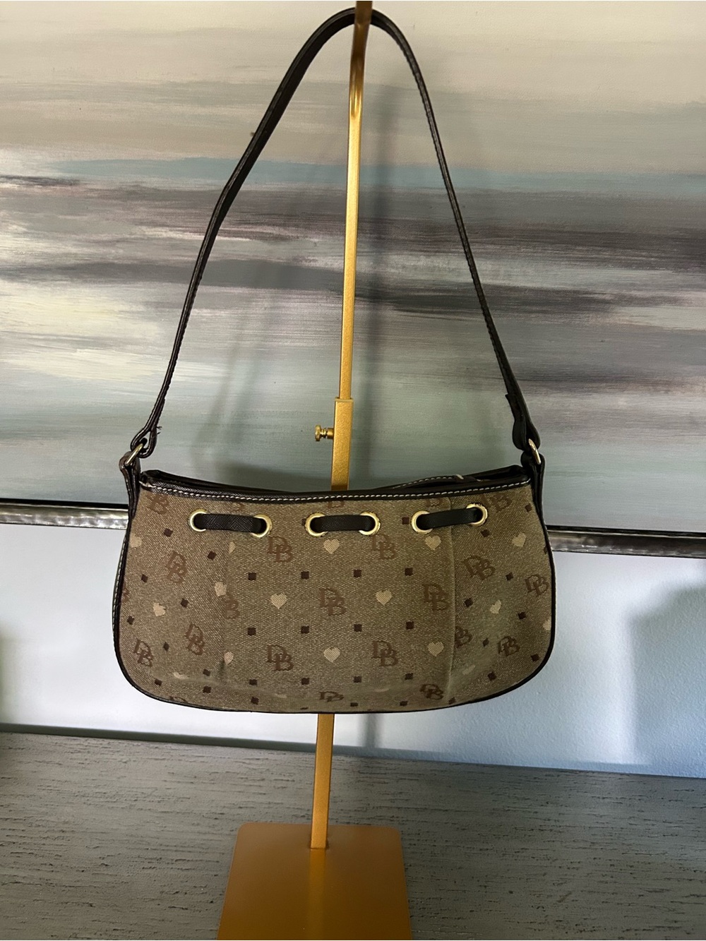 Dooney & Bourke Brown Signature Monogram Vintage Shoulder Bag - Picture 4 of 8
